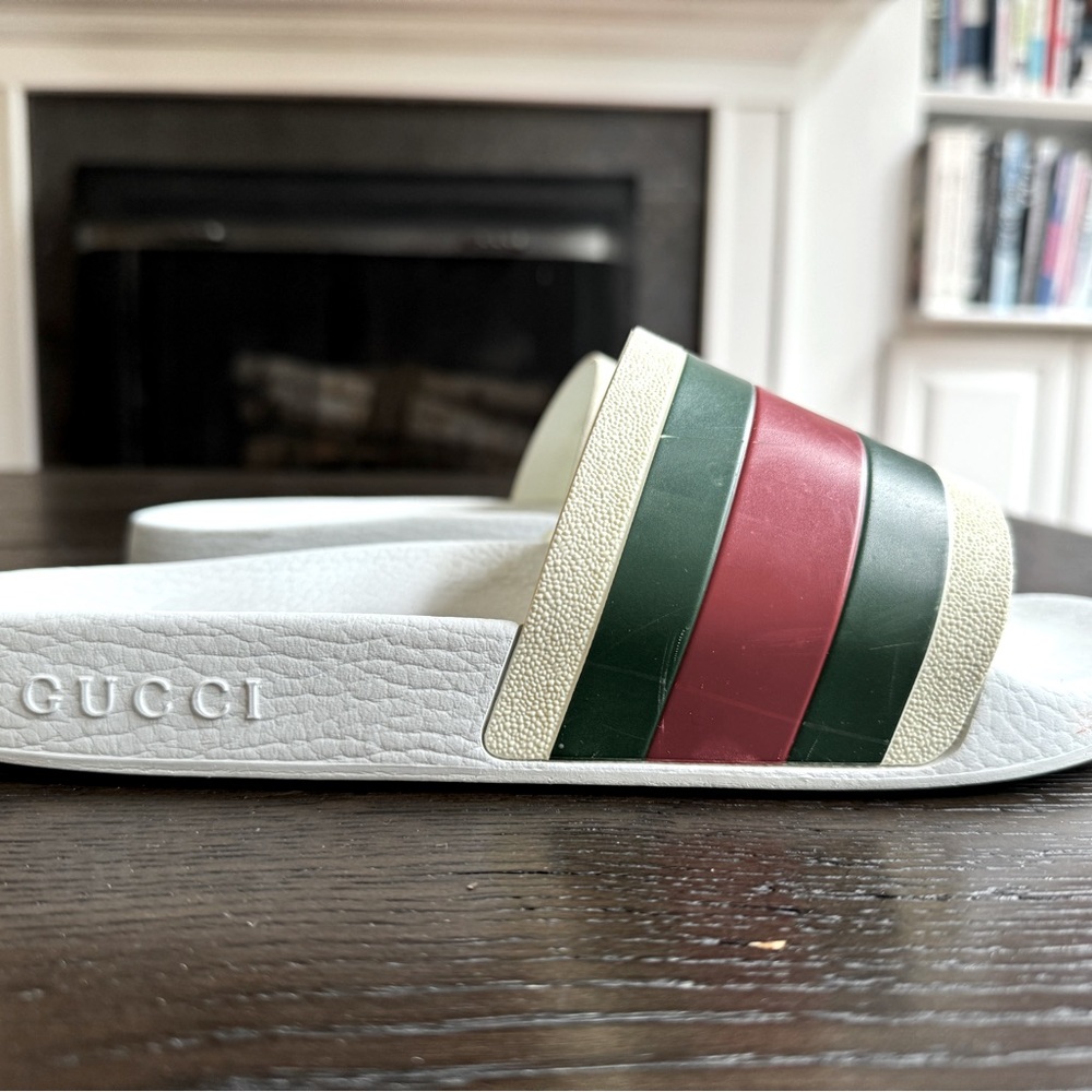 Gucci Men's Signature Stripe Slide Sandals